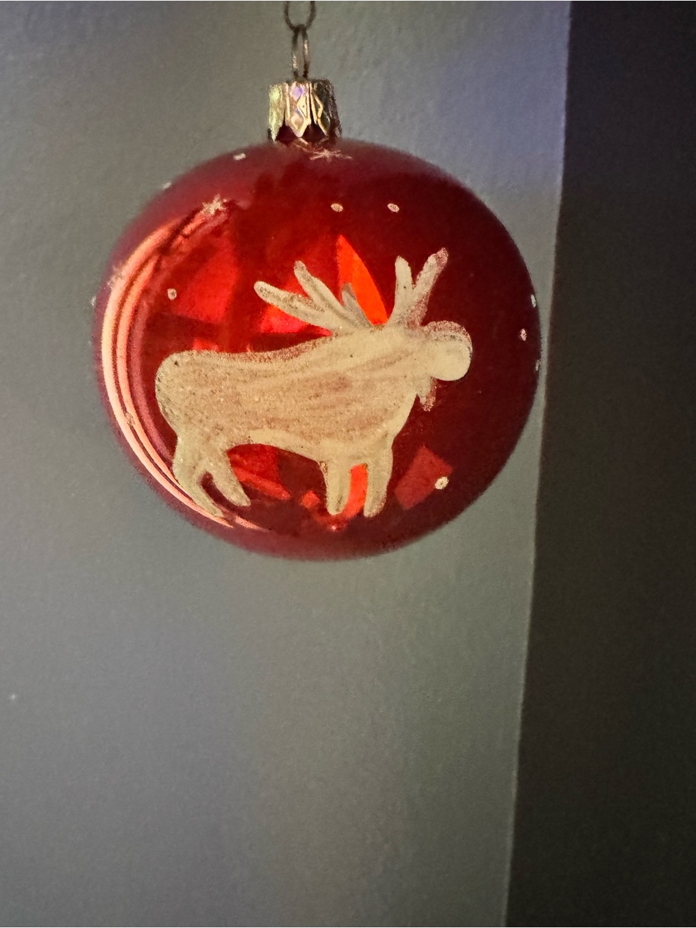Red Glass Moose Holiday Ornament - Unbranded
